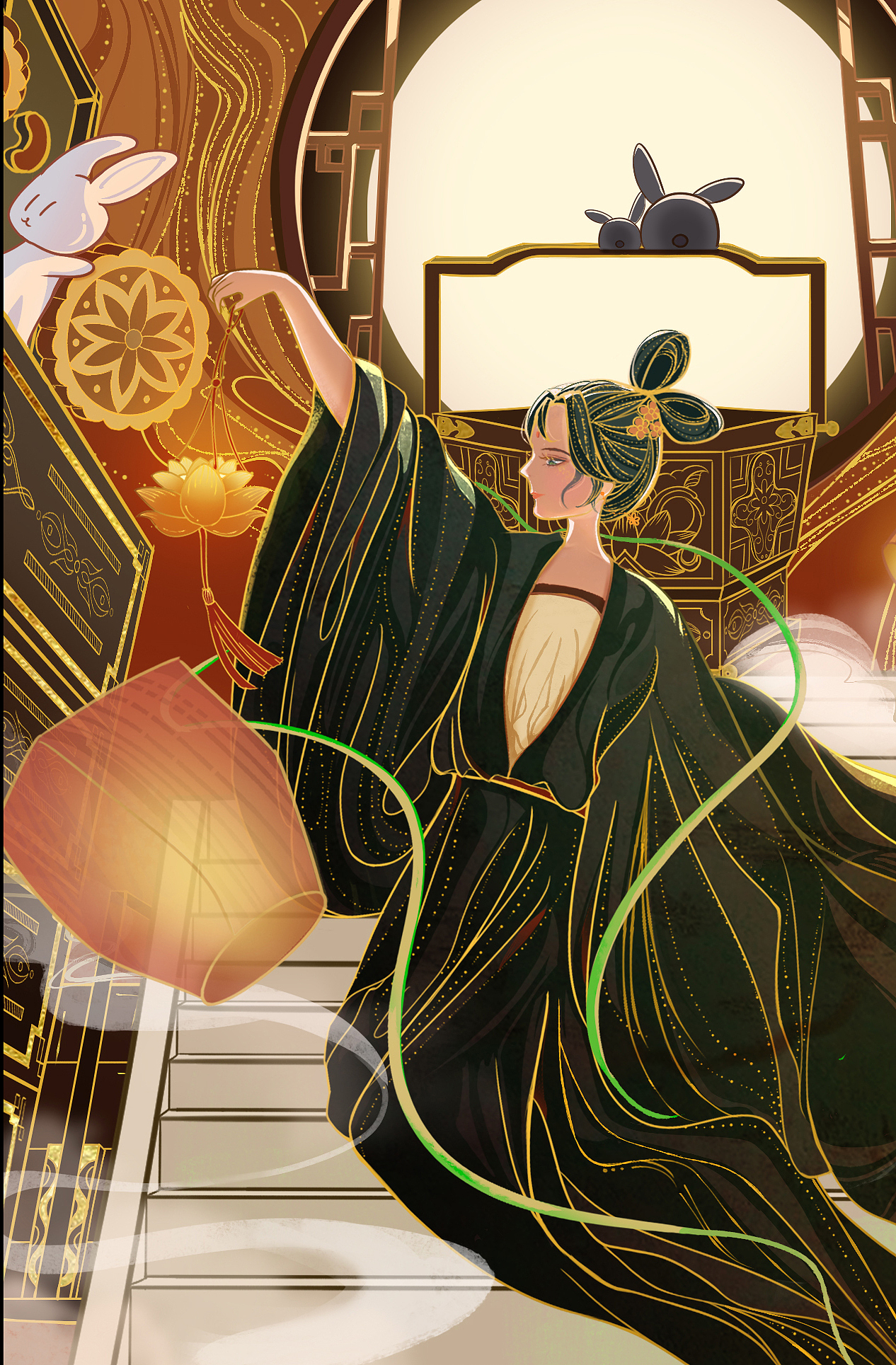 【月上 · 中秋】中秋节国风插画丨国潮插画丨商业插画