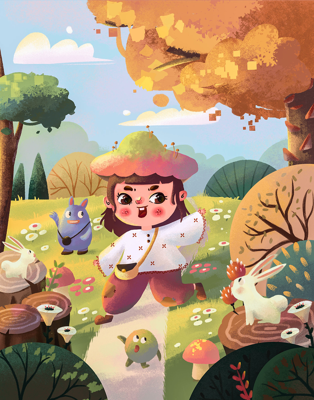 波妞的春天之旅（图ZMjk5ODY1NTMy） - 儿童插画 - 站酷设计师波妞caitlin原创素材 - 站酷ZCOOL