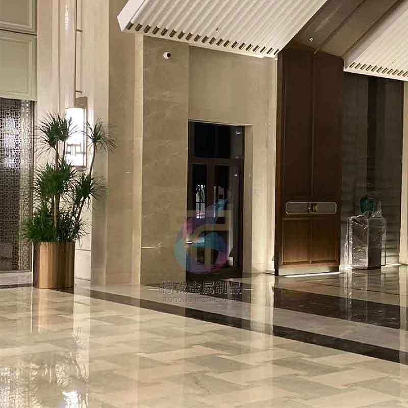 中式售楼部大堂不锈钢花箱花盆花钵厂家定制