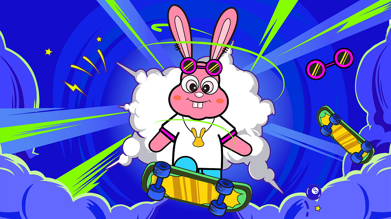 IP设计/吉祥物/一只粉红色有趣的兔子