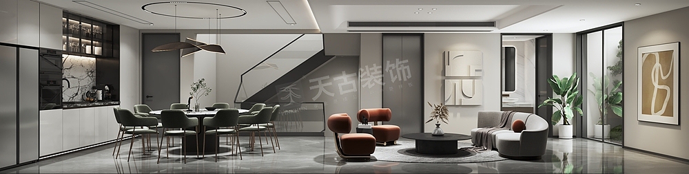 金科九曲河装修方案,联排别墅户型设计效果图,现代风格