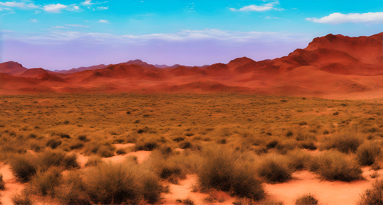 夕阳下美丽的戈壁沙漠