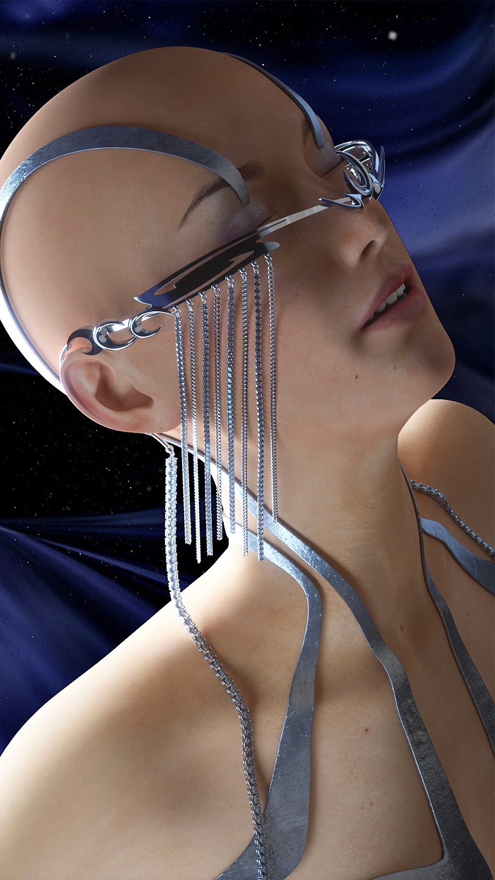 OMTO BRAND 虚拟人物呈现月影流苏面部装饰（图ZMzI3MjQzMTA0） - 人物/生物 - 站酷设计师LauGakei原创素材 - 站酷ZCOOL