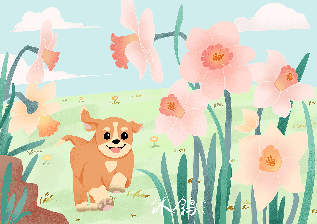 秋日风景手绘插画