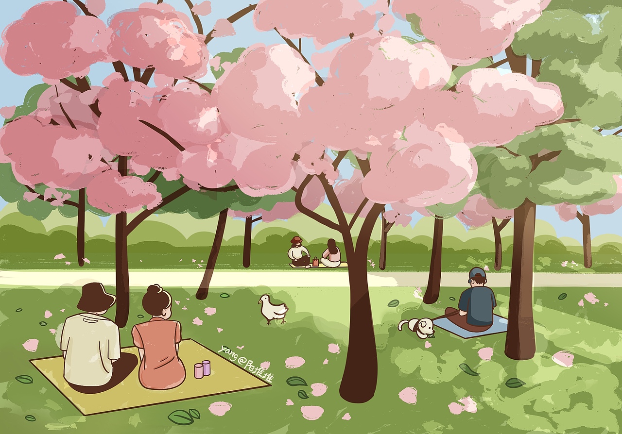春光正好 | 春游进行时（图ZMjk4NzczNzEy） - 商业插画 - 站酷设计师阳堆堆原创素材 - 站酷ZCOOL