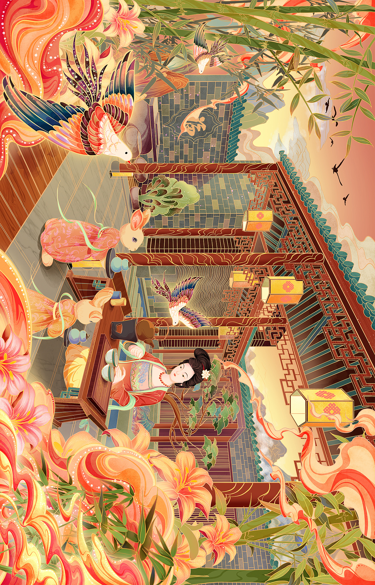 茶艺——《掬水云在手,弄饮清满心 》|国朝包装插画