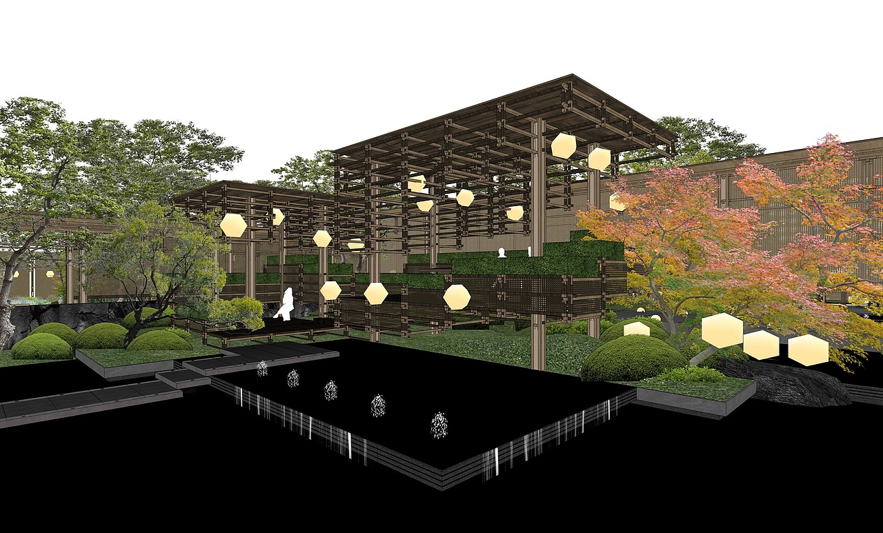 华润锦江悦府示范区景观SU模型下载