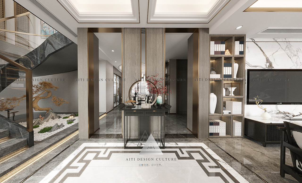 家裝設(shè)計|現(xiàn)代風別墅客廳餐廳（圖ZMzM3MjYyOTY4） - 家裝設(shè)計 - 站酷設(shè)計師AT設(shè)計局原創(chuàng)素材 - 站酷ZCOOL