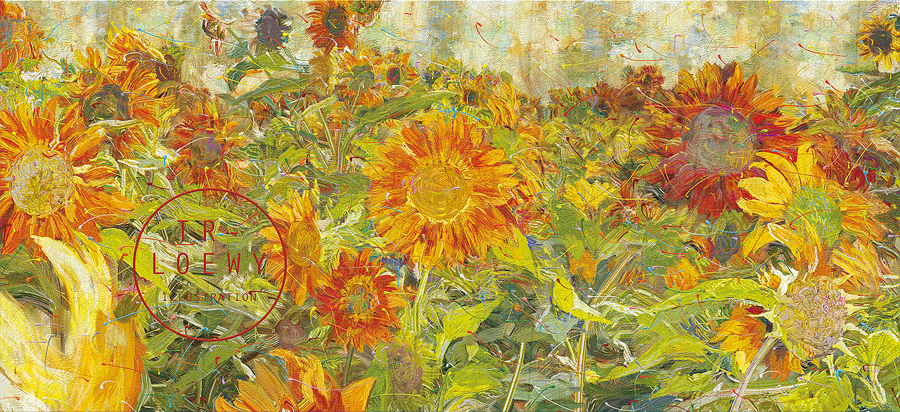 给小说深潮绘制的向日葵插画