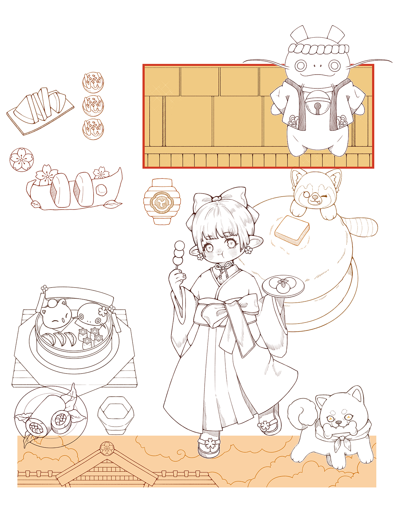 和风美食海报插画（图ZMzM3NTUyOTQ4） - 商业插画 - 站酷设计师嗜嗜啊原创素材 - 站酷ZCOOL