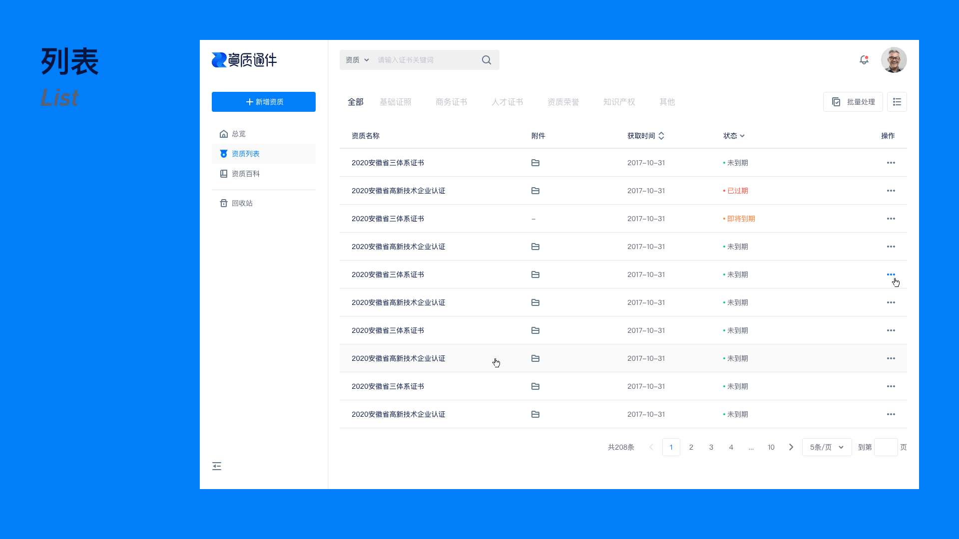 资质通件-企业资质管理工具