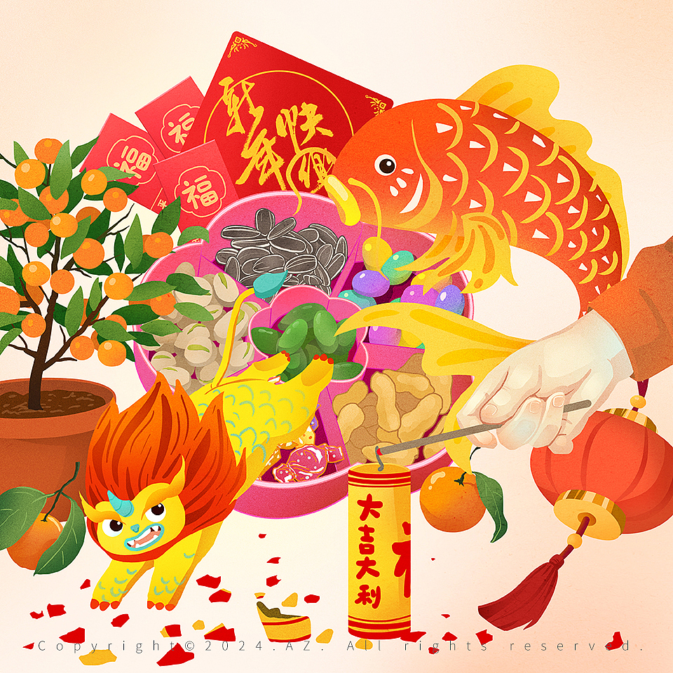 年俗插画（图ZMzYxMDQzOTMy） - 商业插画 - 站酷设计师阿哲AZ原创素材 - 站酷ZCOOL