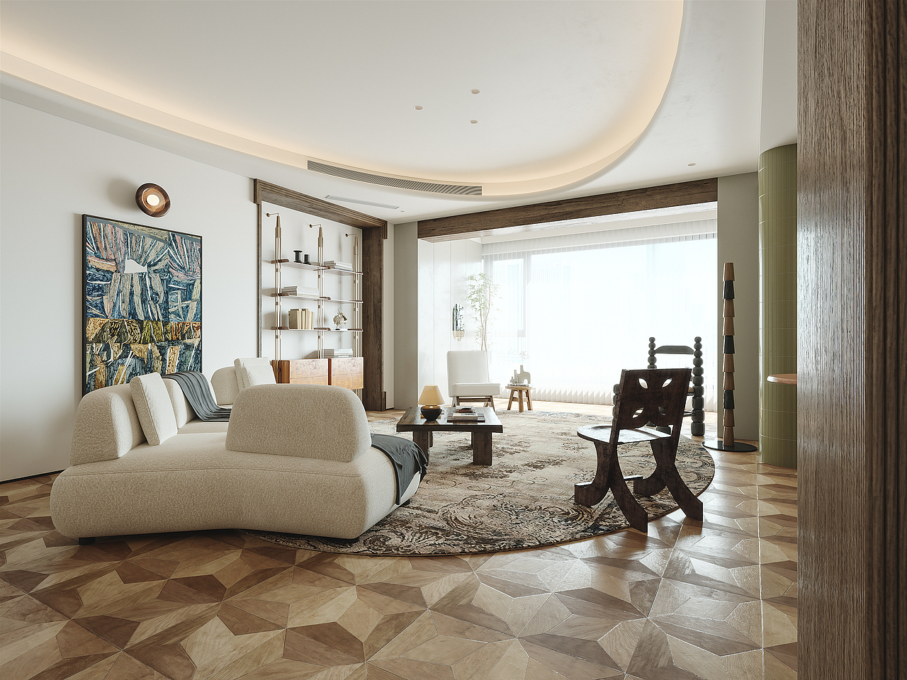 现代复古风格效果图表现（图ZMzQyODkzNDIw） - 家装设计 - 站酷设计师呜叽唛叽原创素材 - 站酷ZCOOL