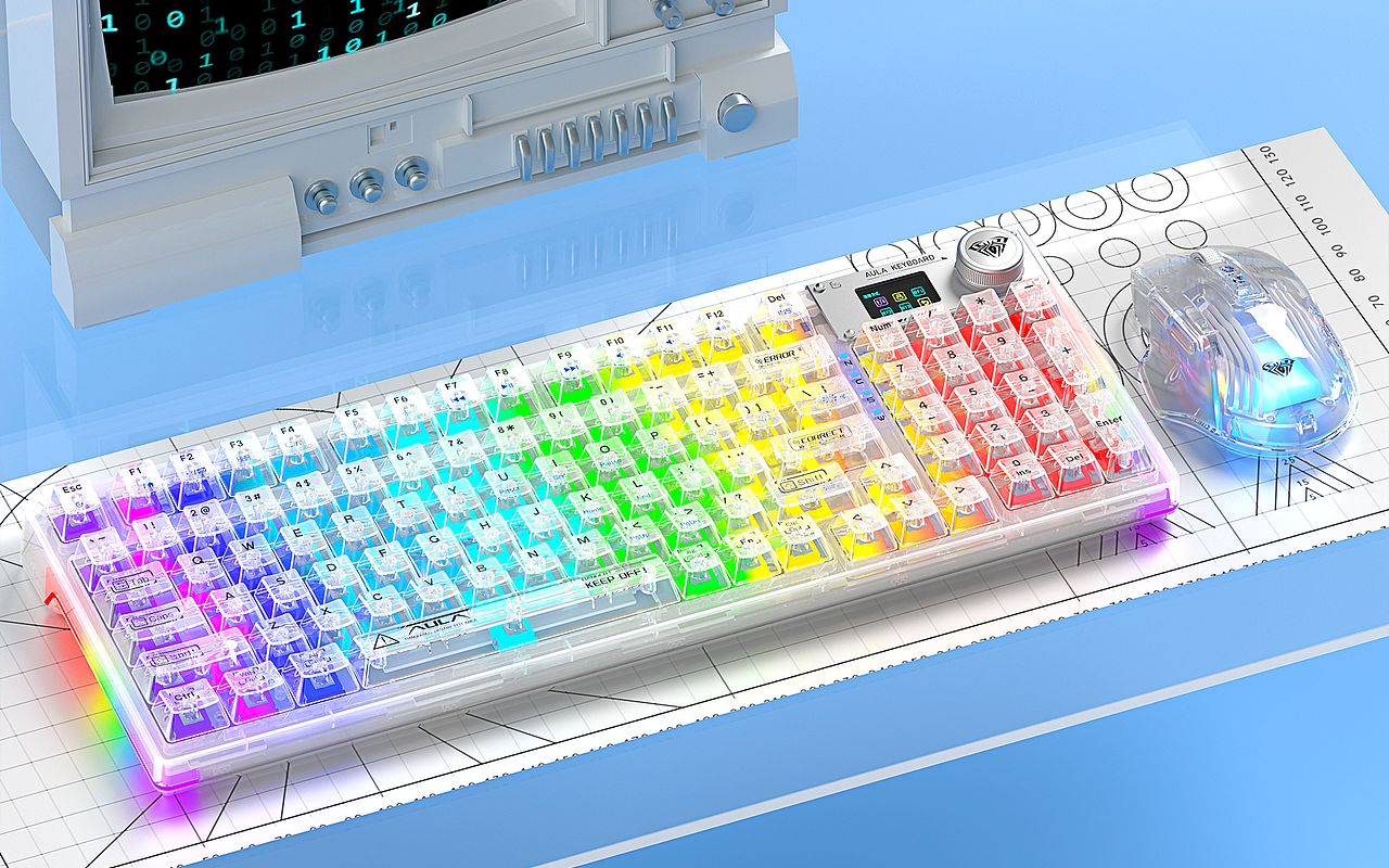 透明键盘鼠标渲染 | 雪地场景