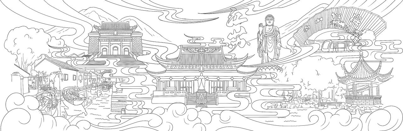 各省份旅游景点-线稿汇总