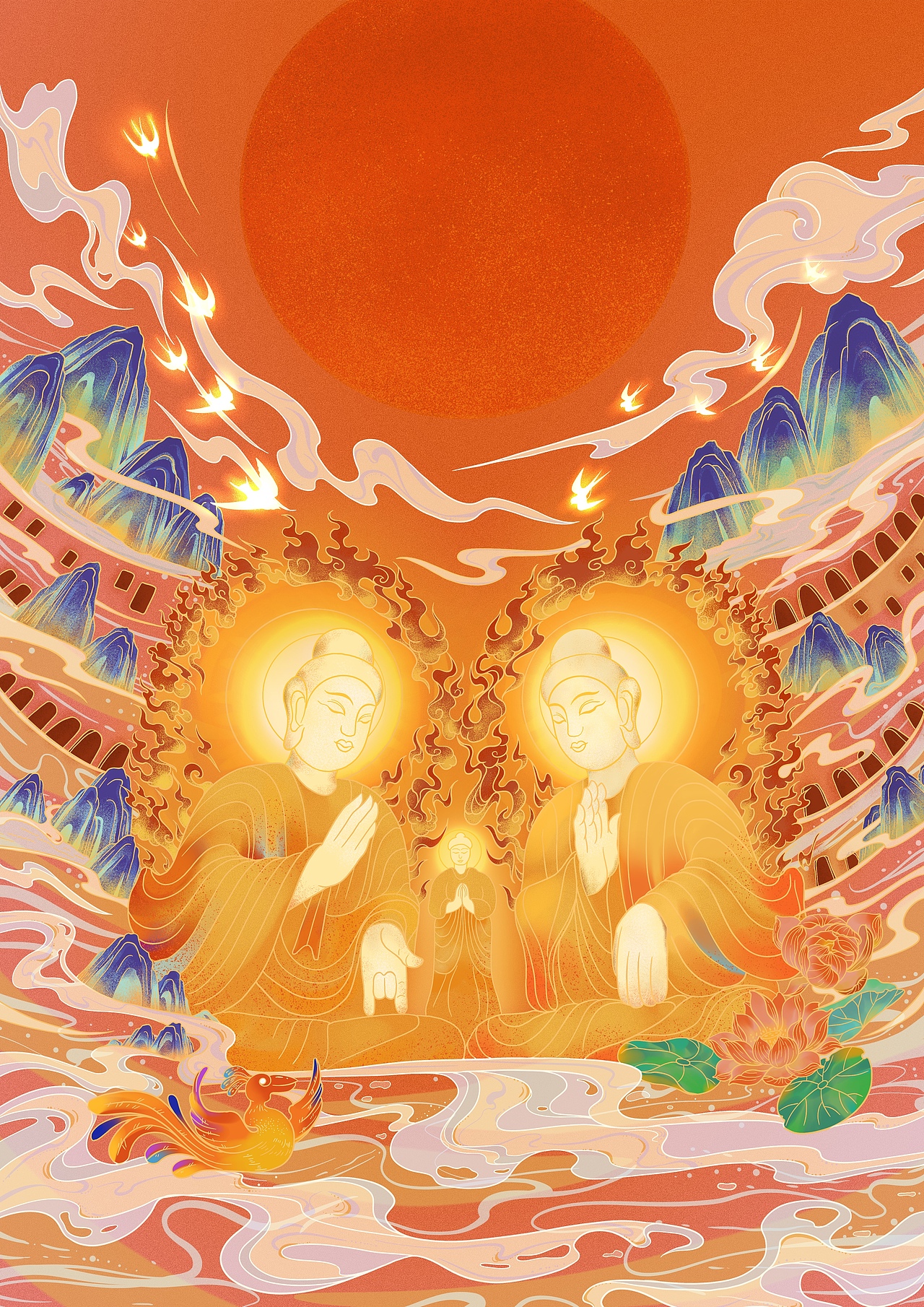 国风插画——云冈石窟