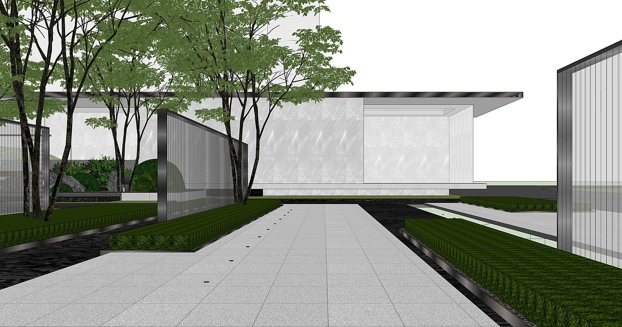 现代示范区景观SU模型下载