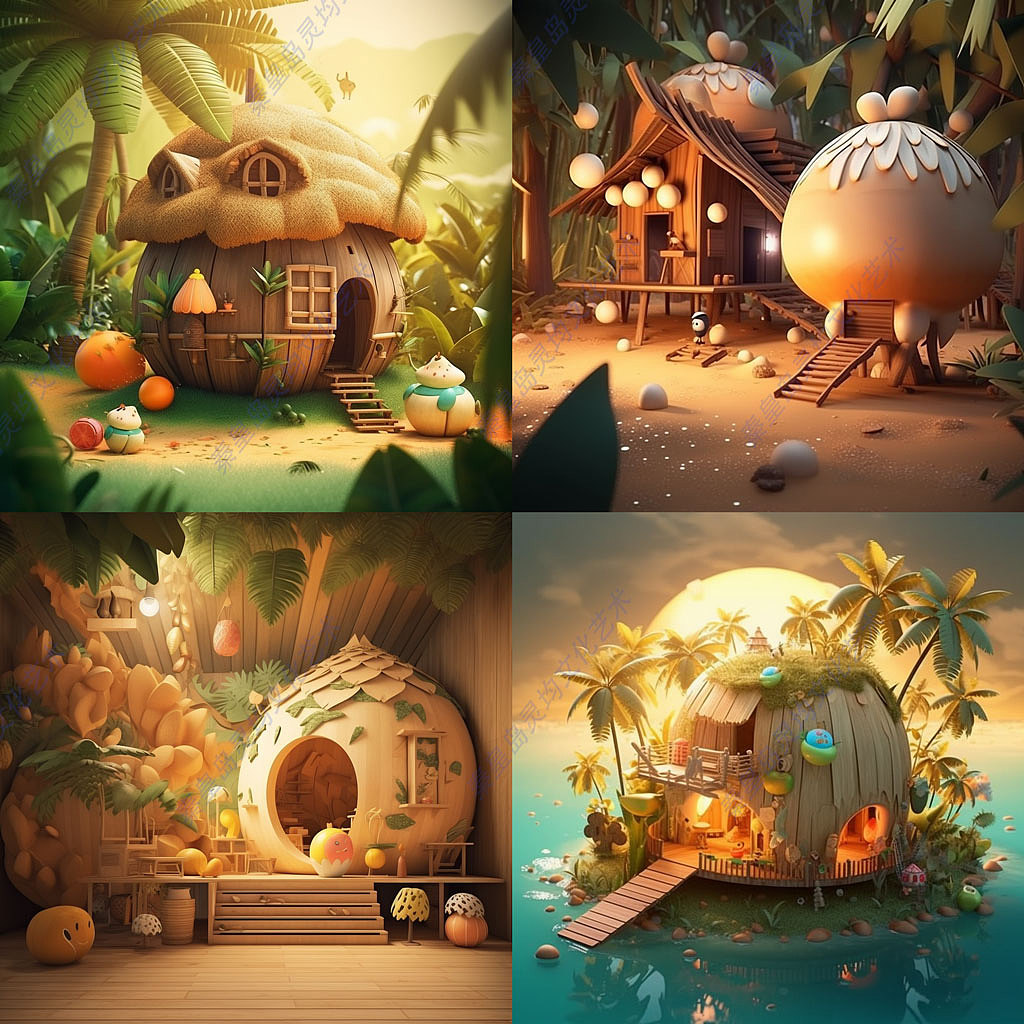 椰林听海，夏日民宿里的悠闲时光（图ZMzY5MjQwNjI0） - 建筑设计 - 站酷设计师可移动民宿原创素材 - 站酷ZCOOL