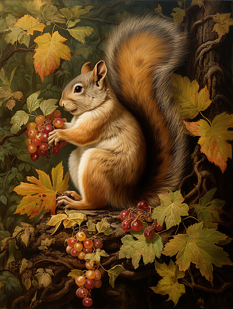 细致写实风格松鼠静物