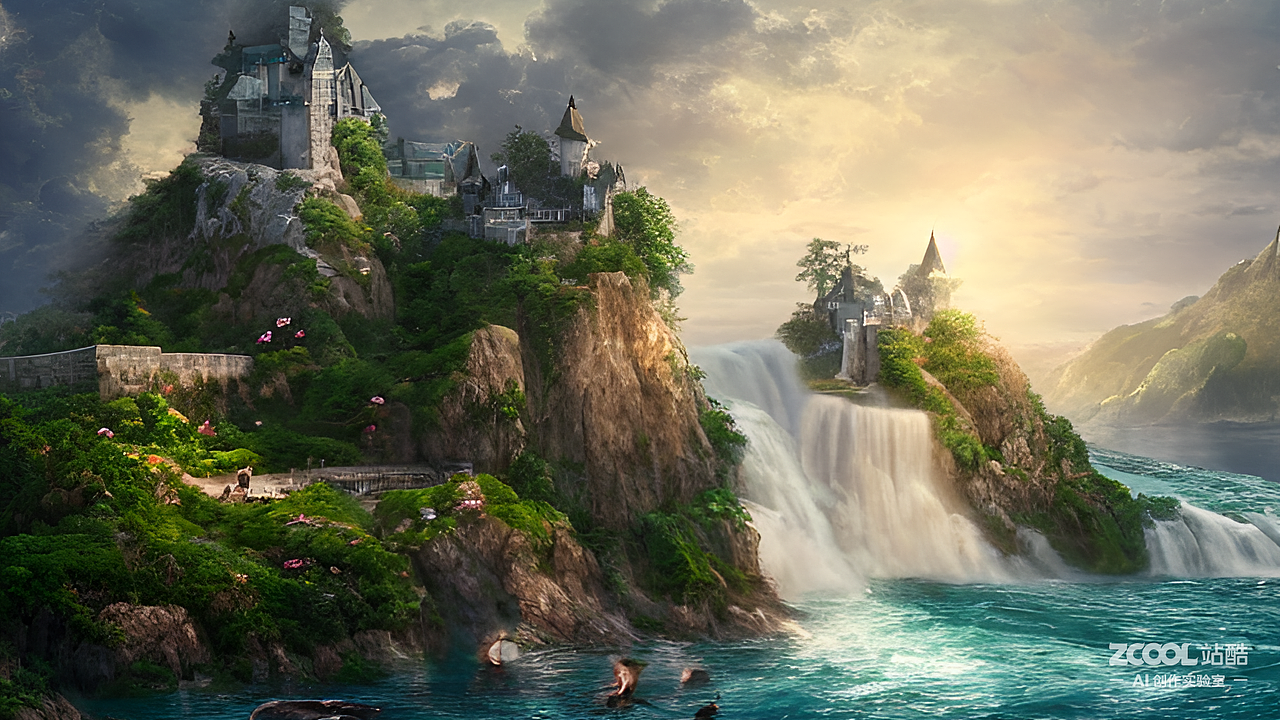 #AI创作实验室#森林,瀑布