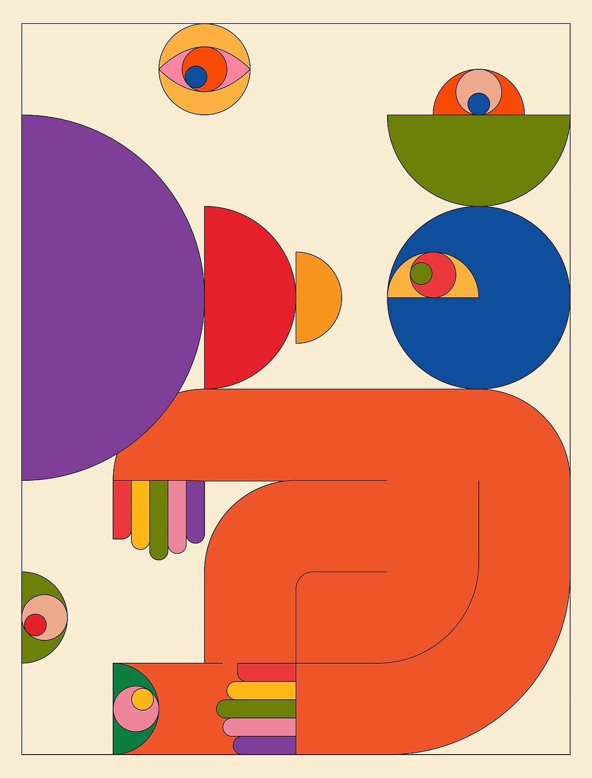 三口设计分享一组 抽象的数字艺术极简主义海报设计