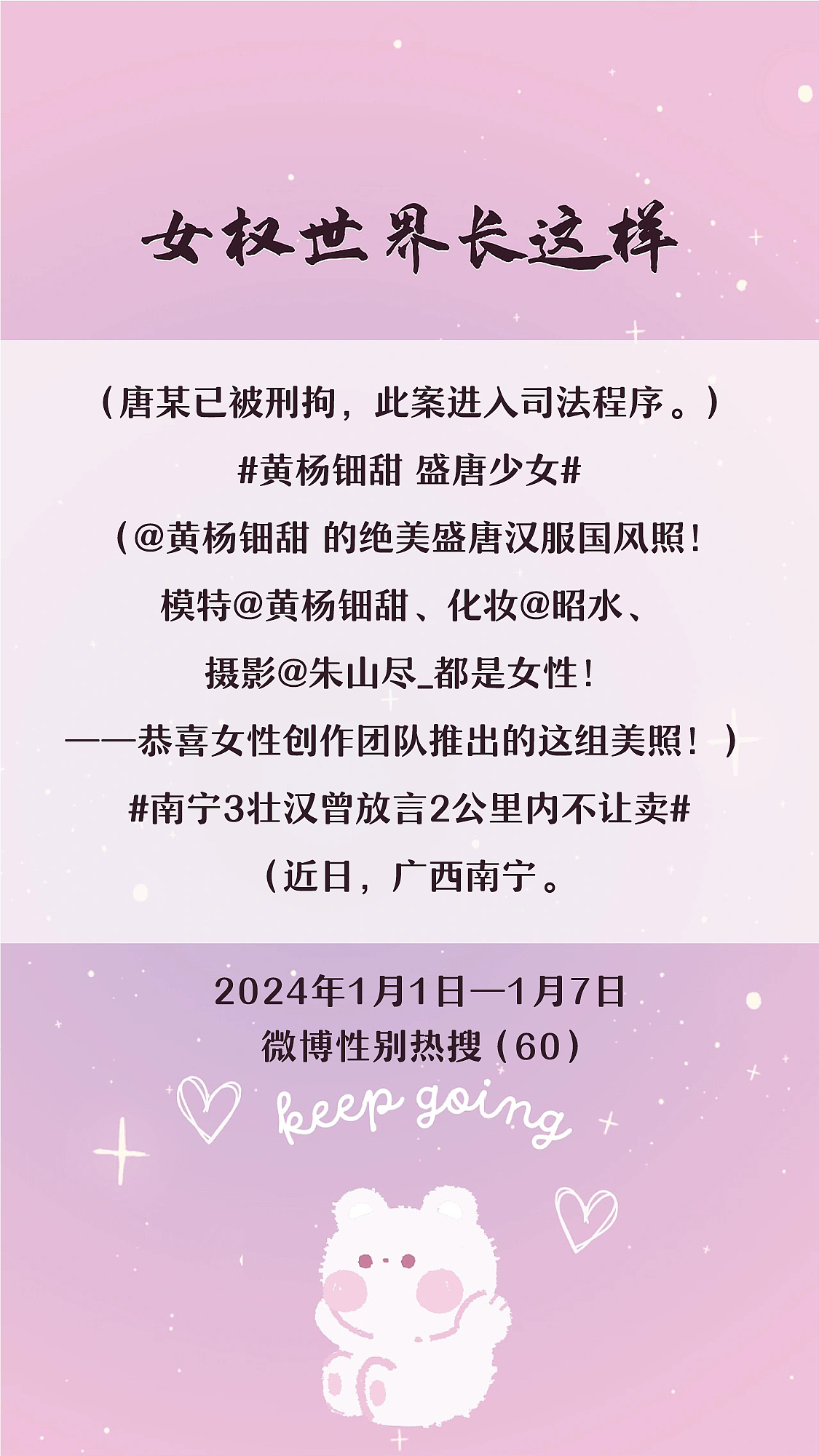 阿p-女权世界长这样73: 1/1/2024-1/7/2024（上）