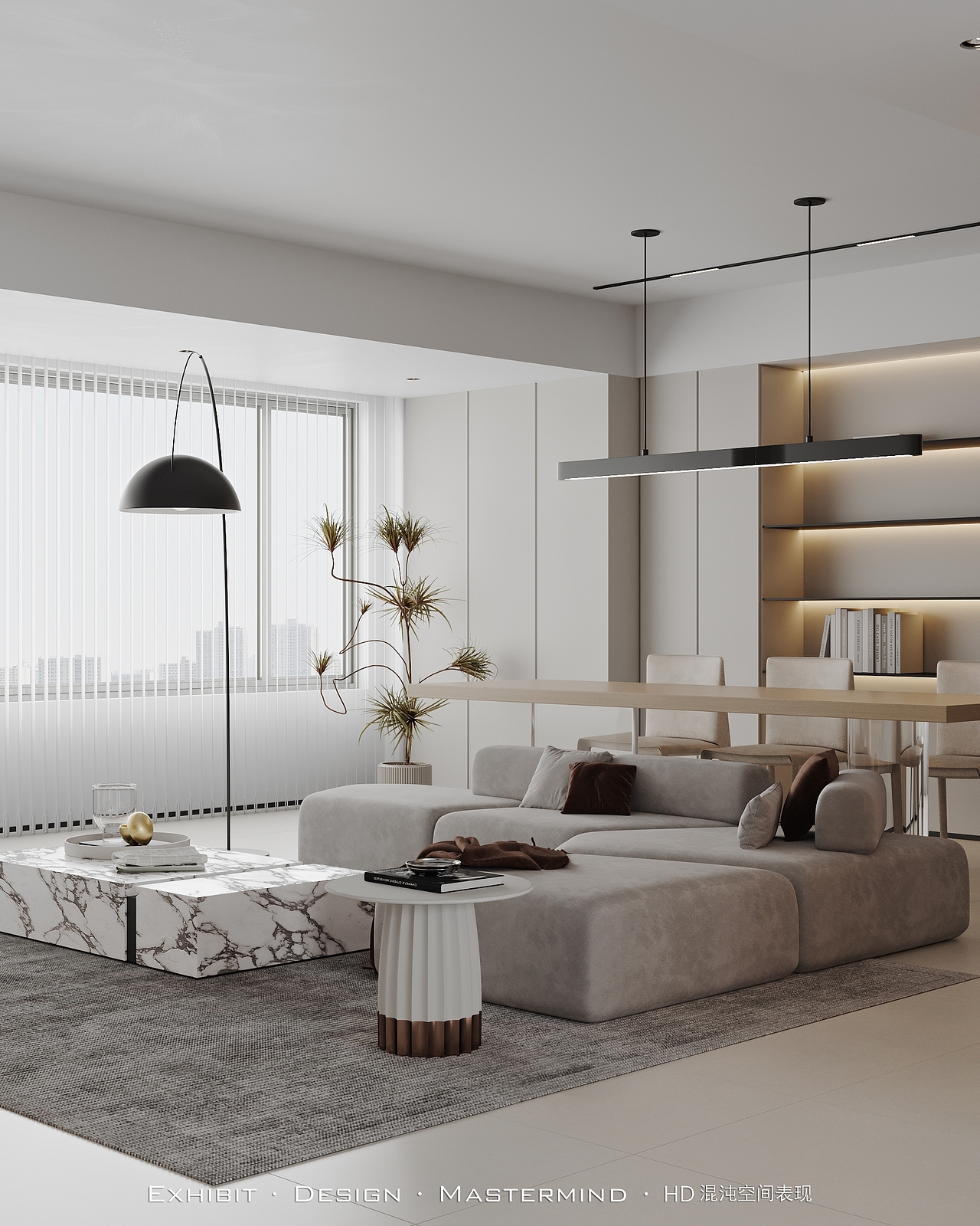 现代 极简风 平层客餐厅 X 混沌空间表现