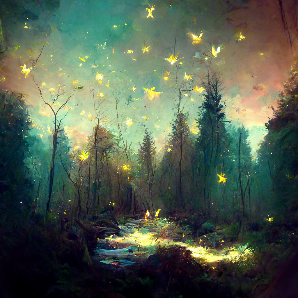 AI插画萤火虫森林