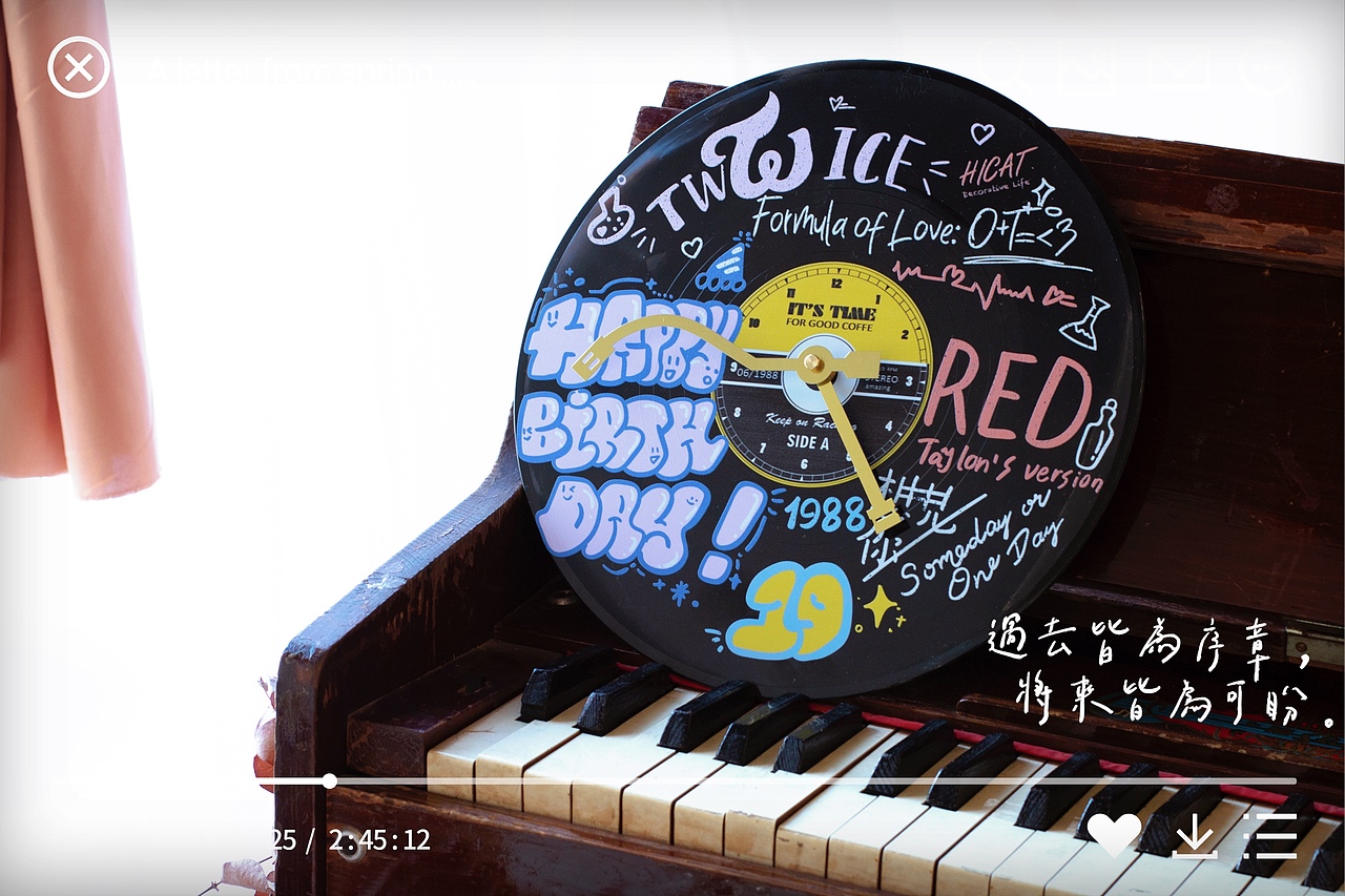 黑胶唱片涂鸦挂钟