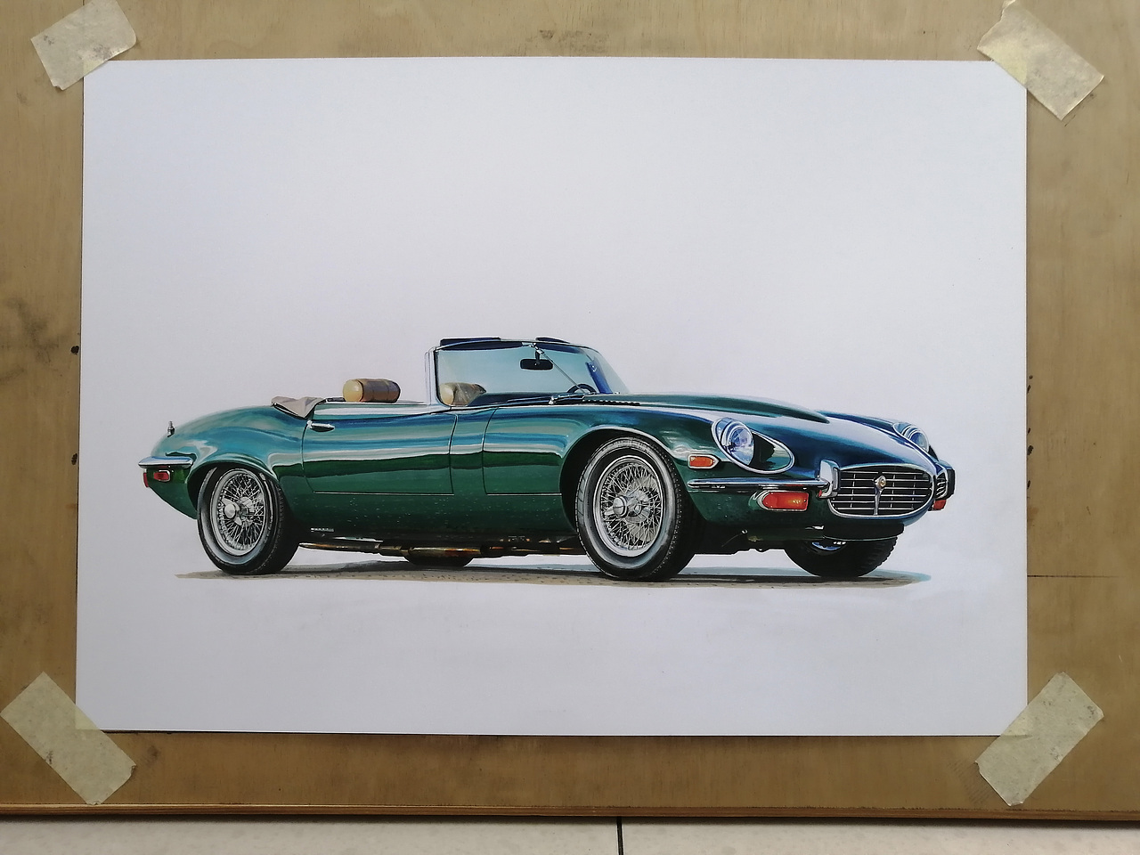 马克笔汽车手绘 捷豹 E-type