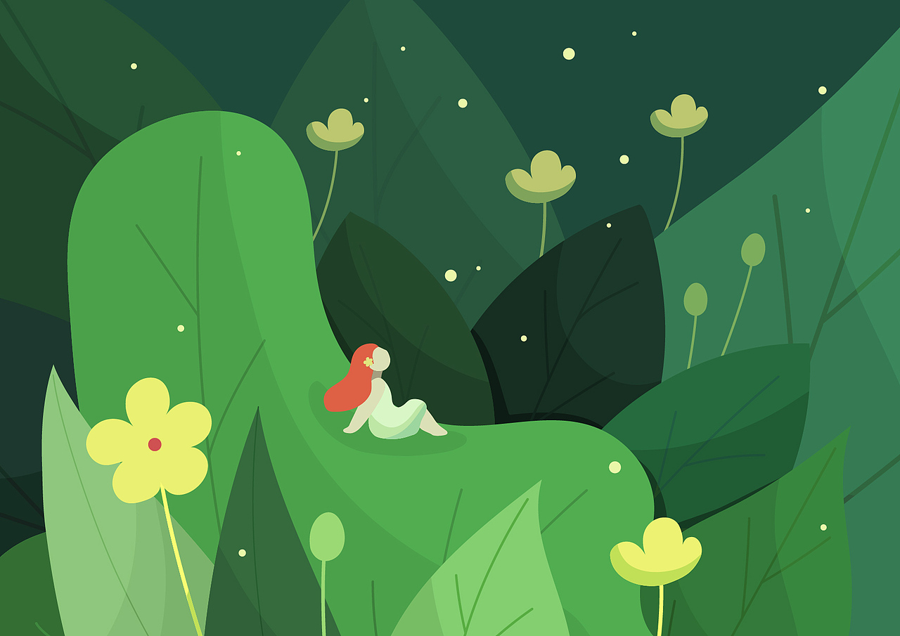 扁平插画-花草小场景（图ZMzAwMTczOTMy） - 创作习作 - 站酷设计师MO抹茶原创素材 - 站酷ZCOOL