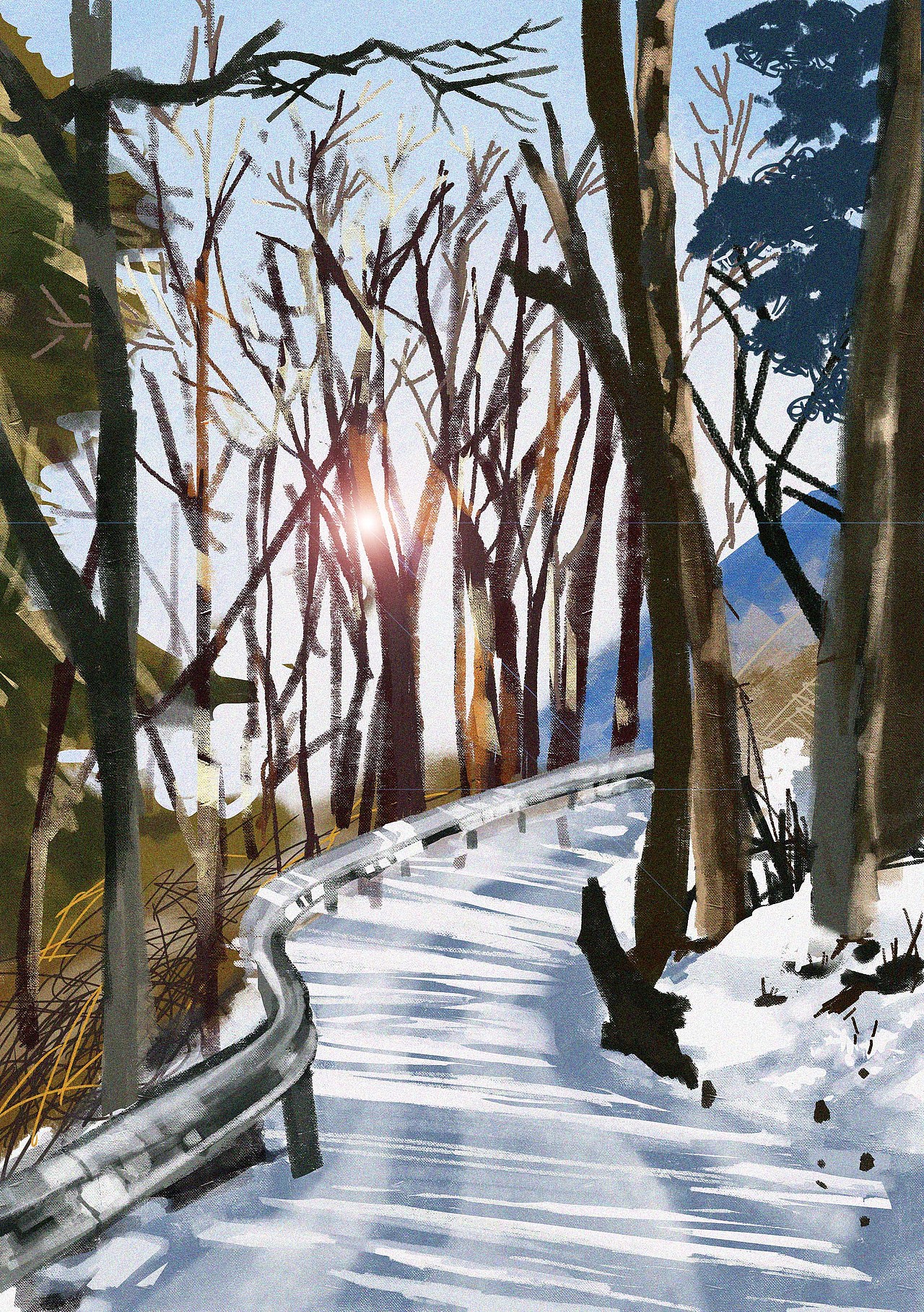 雪地公路（图ZMzQ4MzYwMTQw） - 创作习作 - 站酷设计师盒飞原创素材 - 站酷ZCOOL