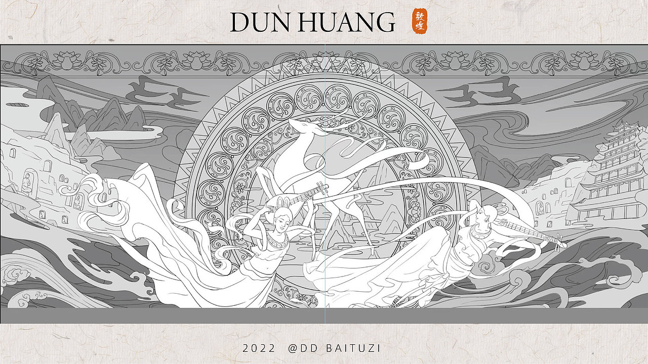 敦煌.飞天古风插画（图ZMzI2MTQ3NjI0） - 商业插画 - 站酷设计师大大白兔子原创素材 - 站酷ZCOOL