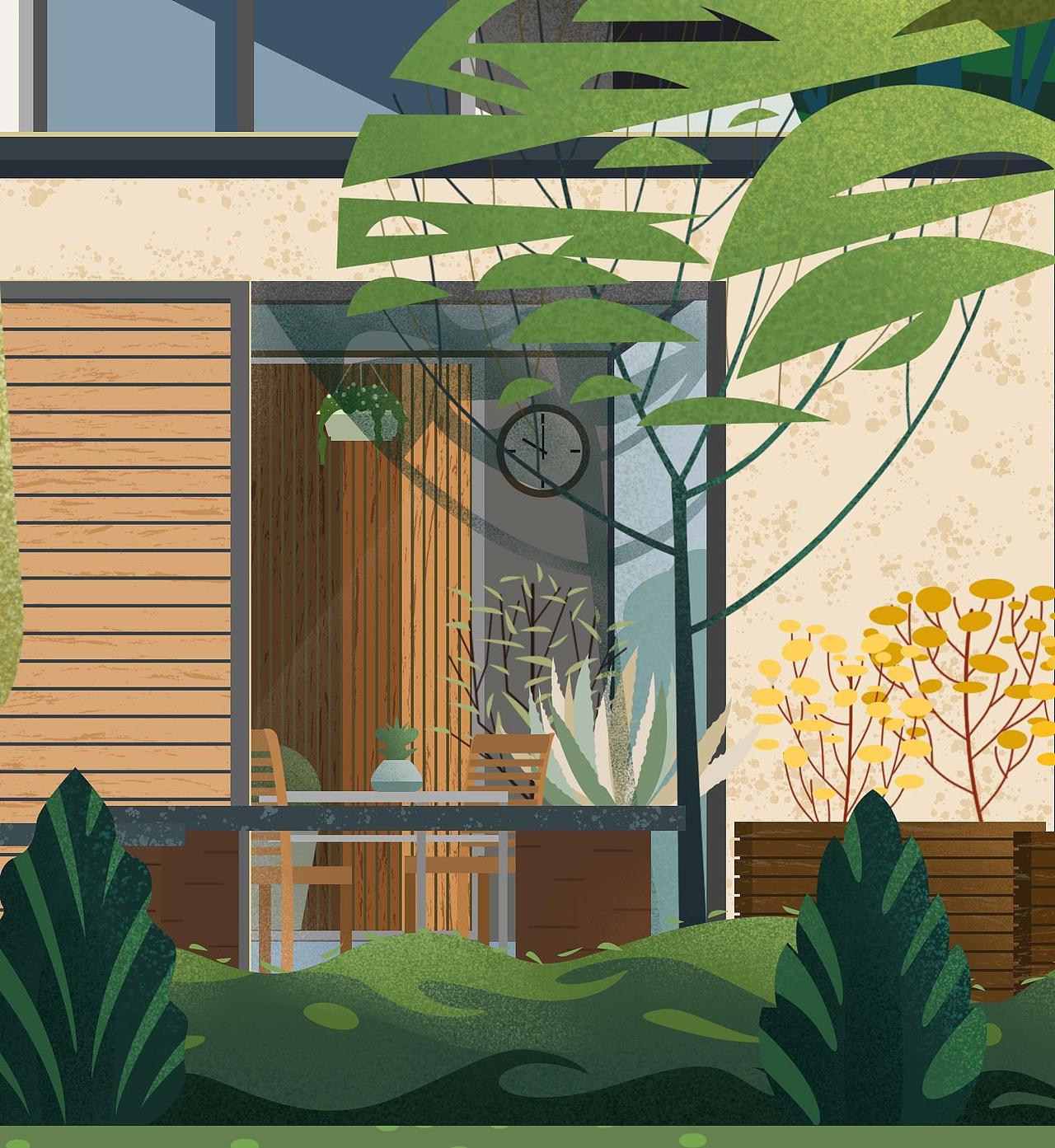 一组新的建筑插画《别墅、家、生活》