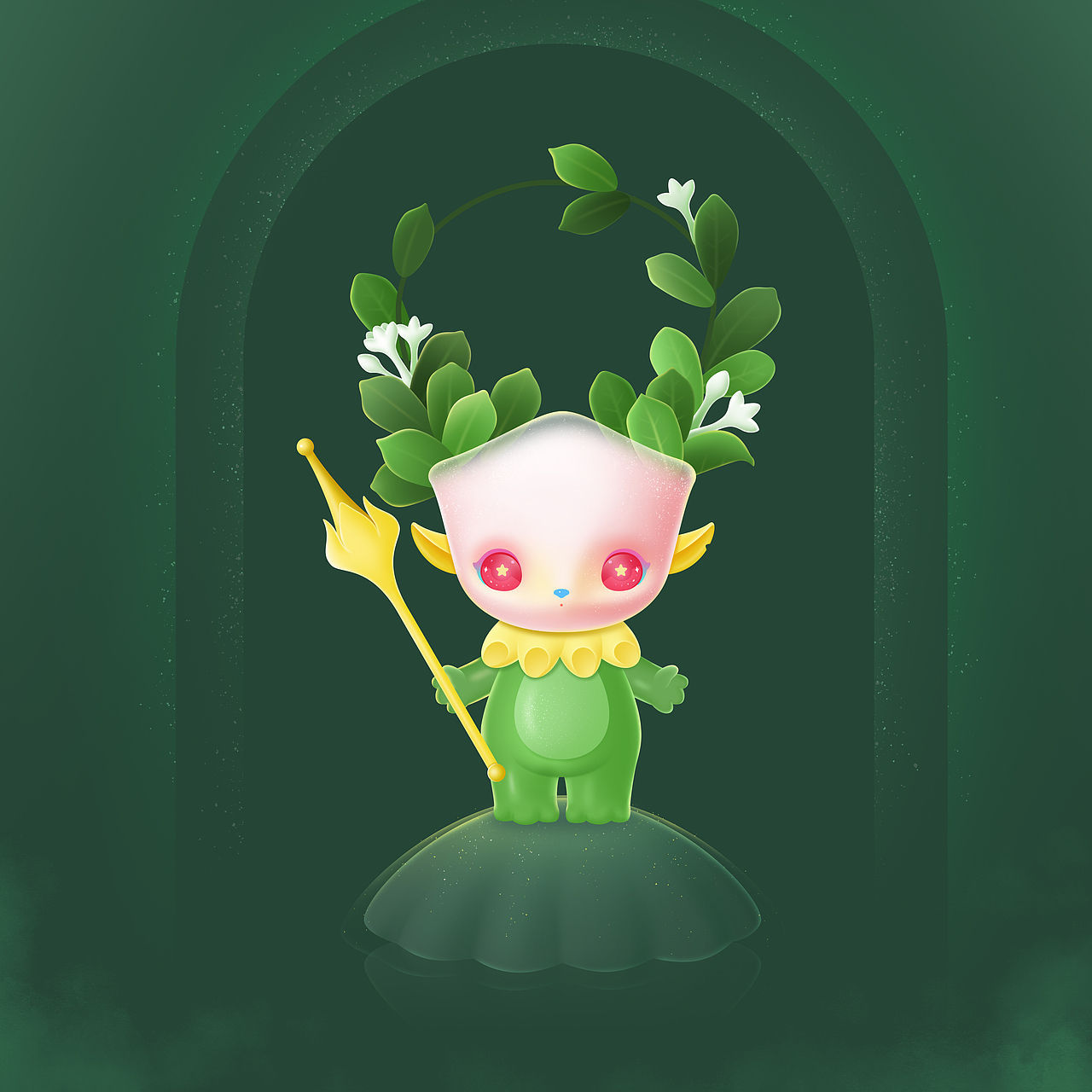 原创潮玩ip设计-小神兽斑格bango-花卉系列