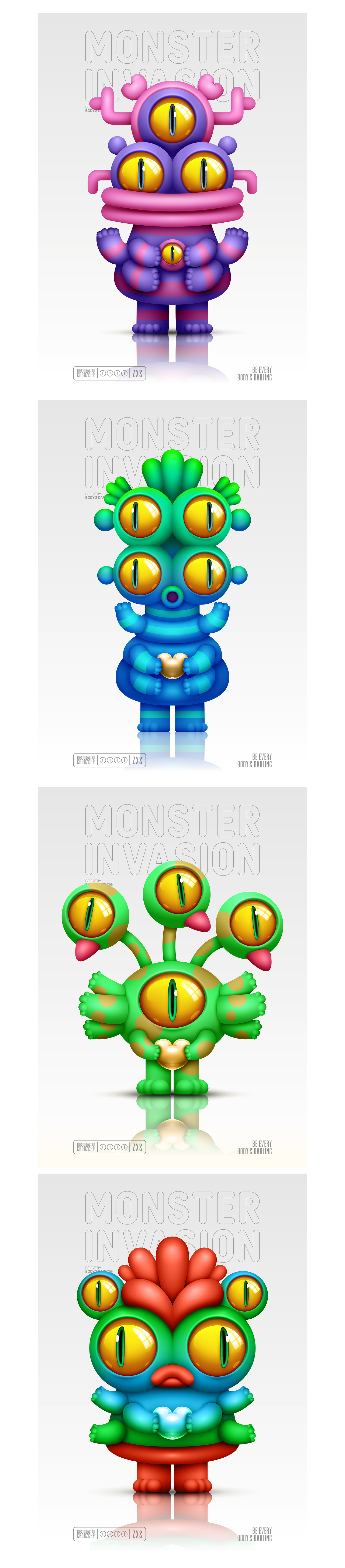 “怪兽入侵” MONSTER INVASION 怪兽家族IP设计