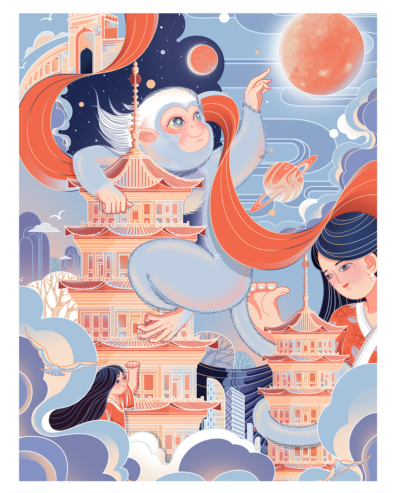 近期国风山海经城市系列插画习作