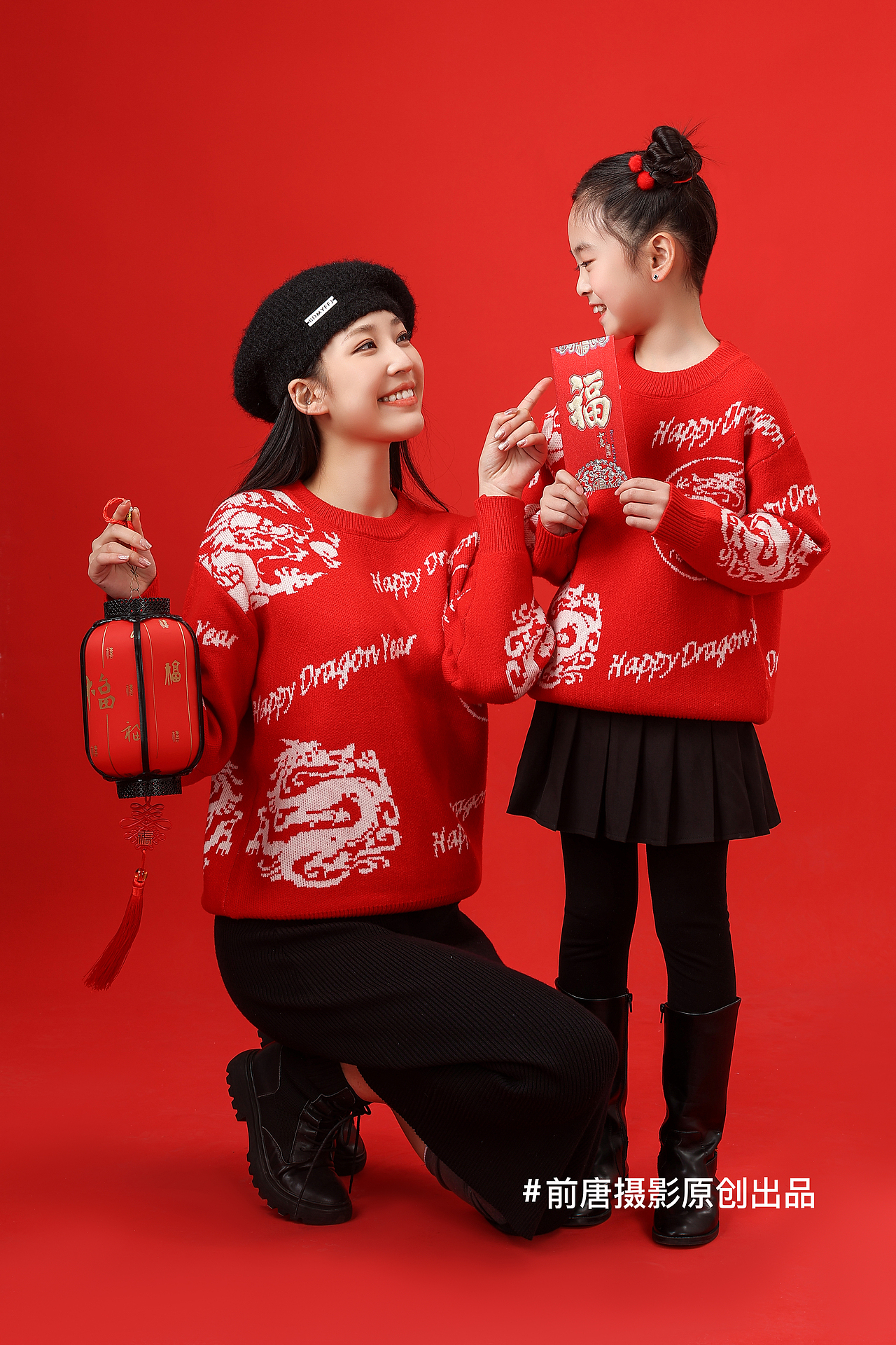 雪中飞 亲子毛衣 情侣衫 亲子装 新年喜庆 针织衫拍摄