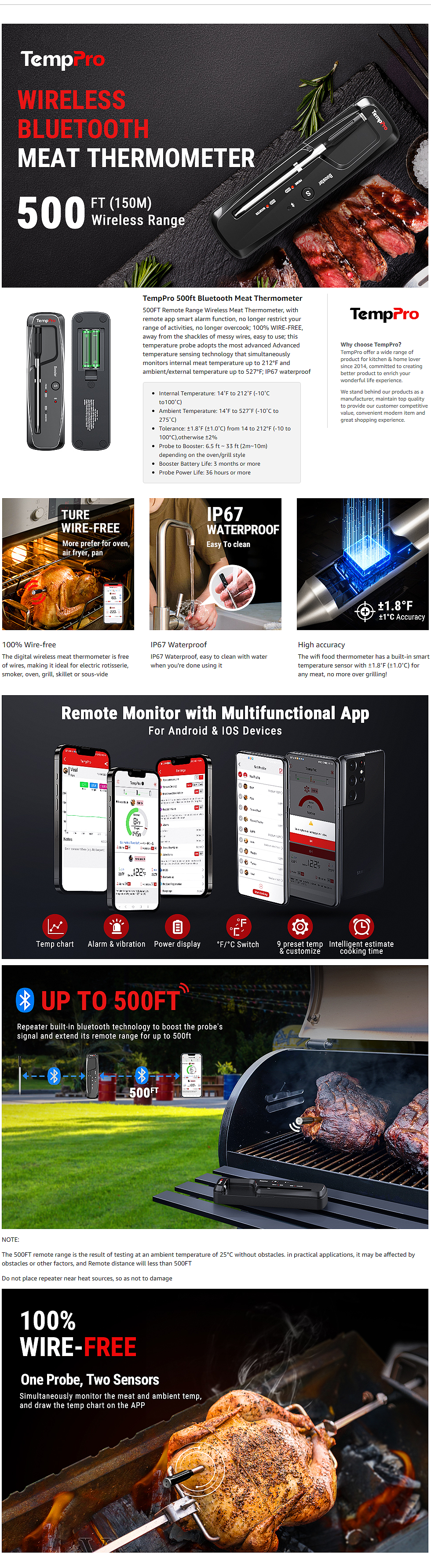 无线蓝牙 烧烤温度计