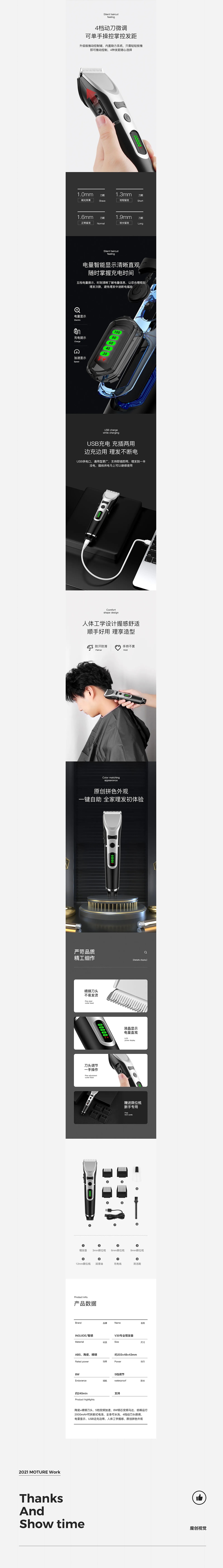 理发器 剃须刀详情页 案例合集 渲染建模 剃毛器 护理