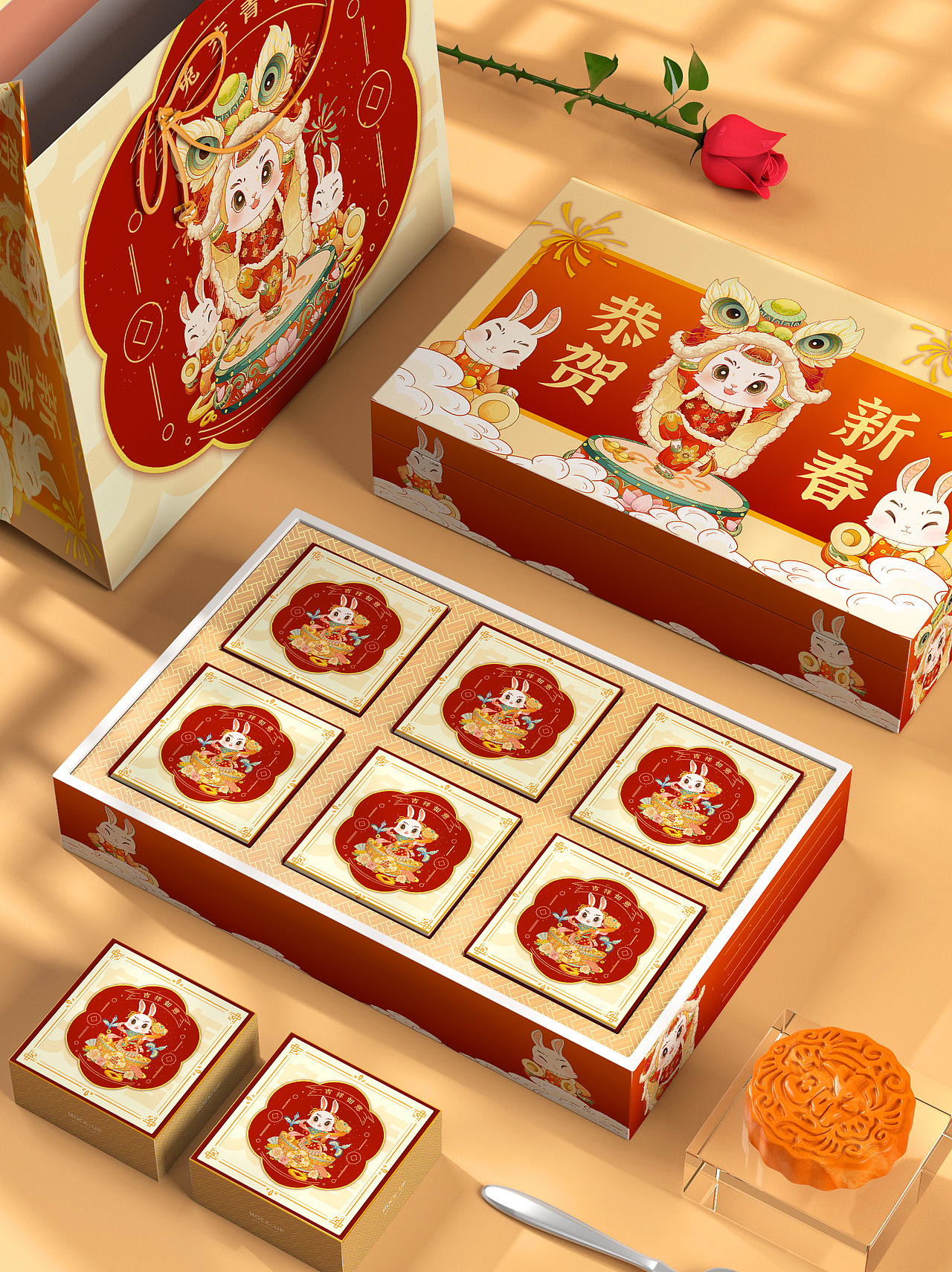 《兔年大吉》2023兔年系列国潮插画（图ZMzE0MzQ5NzEy） - 商业插画 - 站酷设计师獭兔阿呆原创素材 - 站酷ZCOOL
