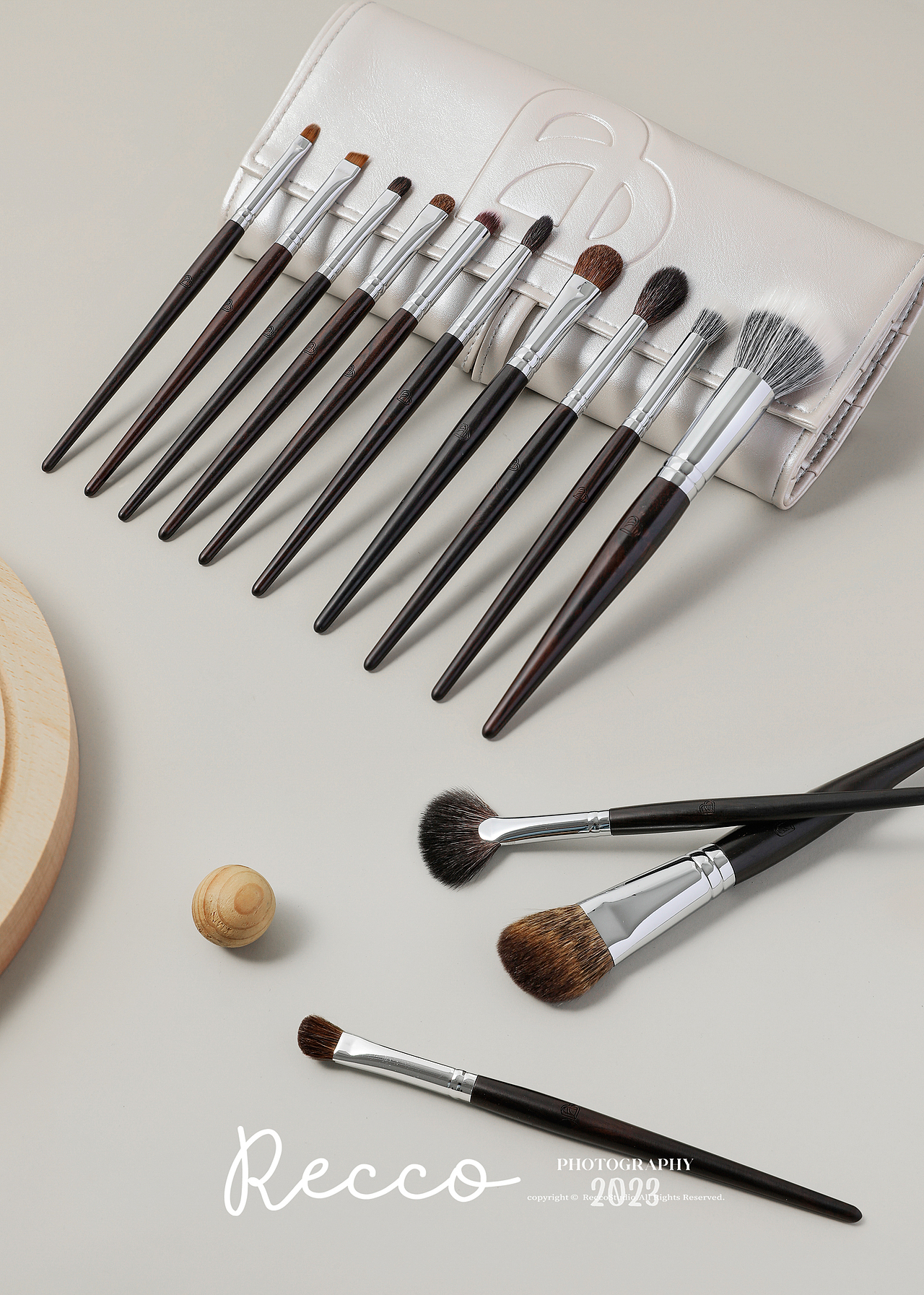 RECCO BLJ黑檀木化妆刷 美妆工具拍摄 静物摄影