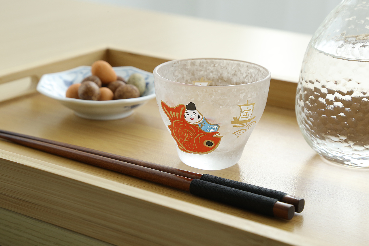 雪花纹吉祥物对杯手工玻璃杯