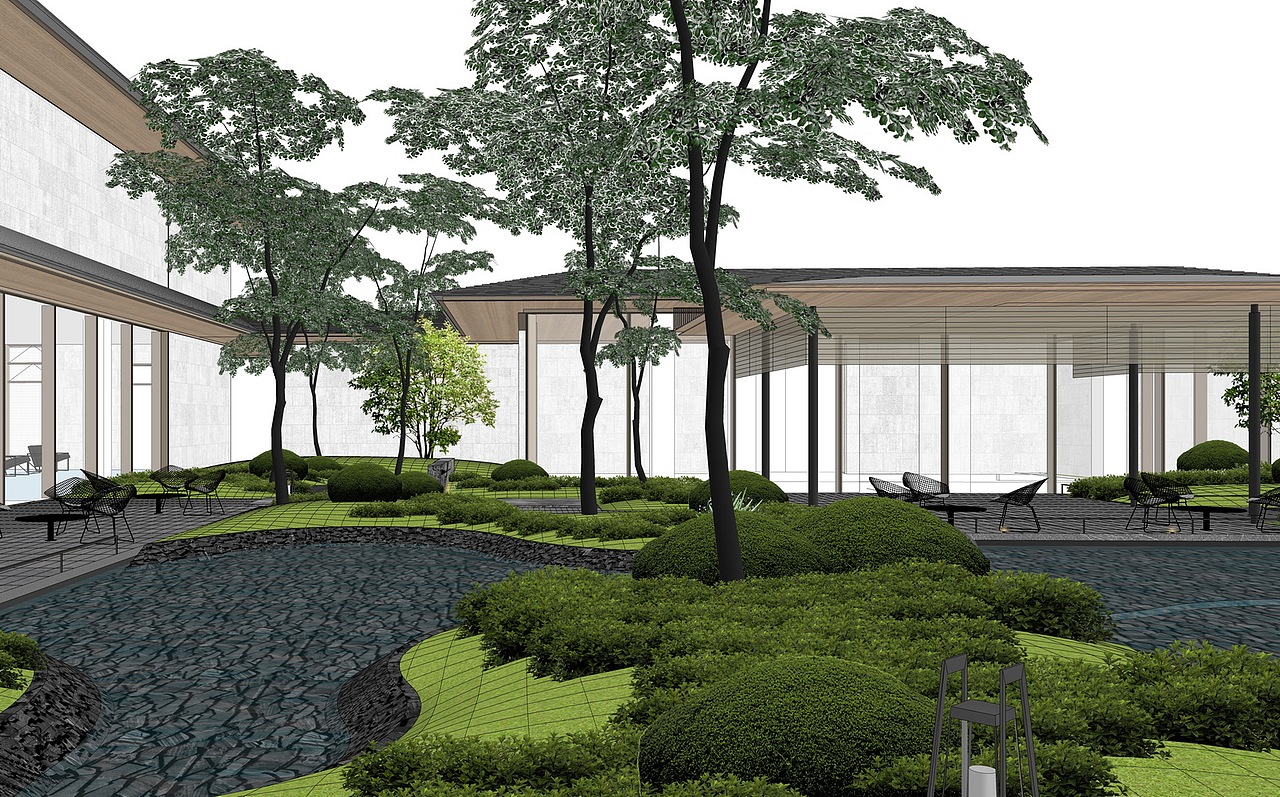 现代示范区庭院景观SU模型下载（图ZMzM0NTUxODA0） - 景观设计 - 站酷设计师素模网原创素材 - 站酷ZCOOL