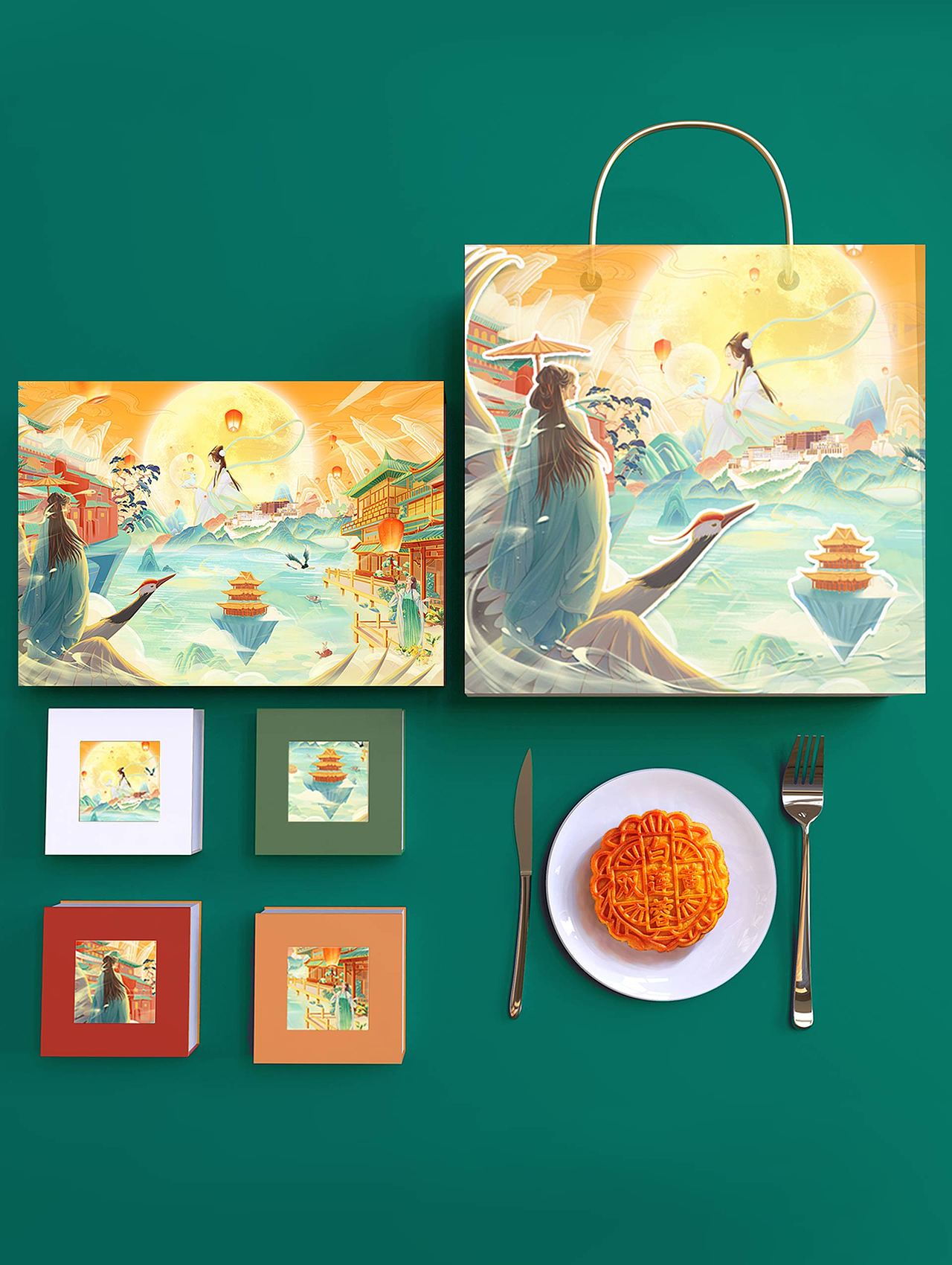 中秋节插画｜包装设计（图ZMzUwNTg1NTIw） - 商业插画 - 站酷设计师两个0原创素材 - 站酷ZCOOL