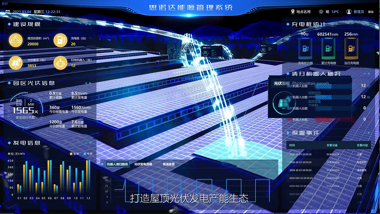 光伏发电智慧工厂园区,智能光伏清理机器人系统