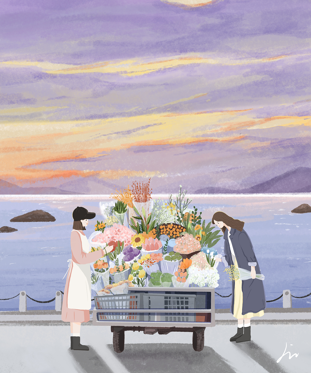 黄昏和鲜花都很温柔（图ZMzIwODg3ODU2） - 创作习作 - 站酷设计师xLIN_原创素材 - 站酷ZCOOL