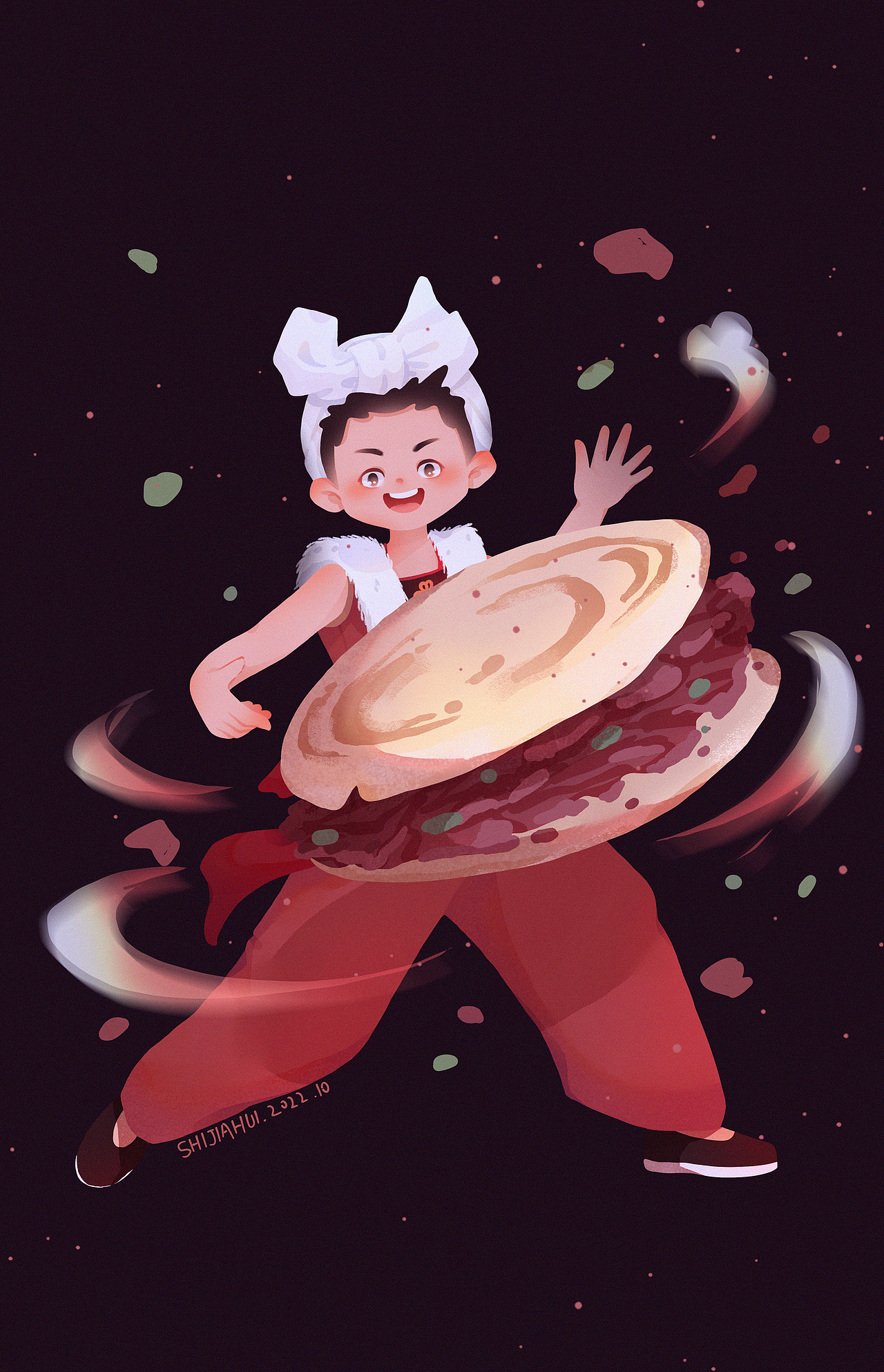 扁平人物插画——城市美食