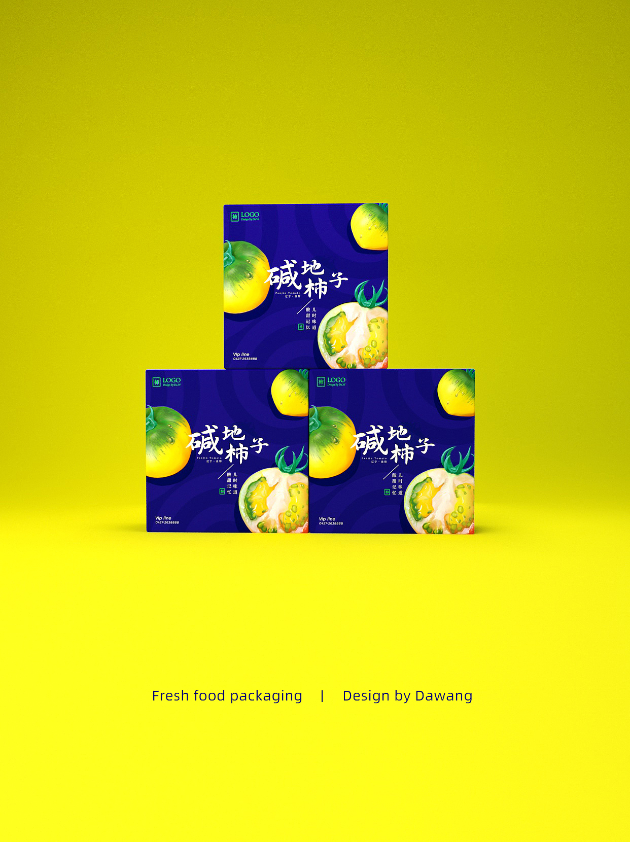 原创手绘铁皮柿子包装设计写实插画厚涂