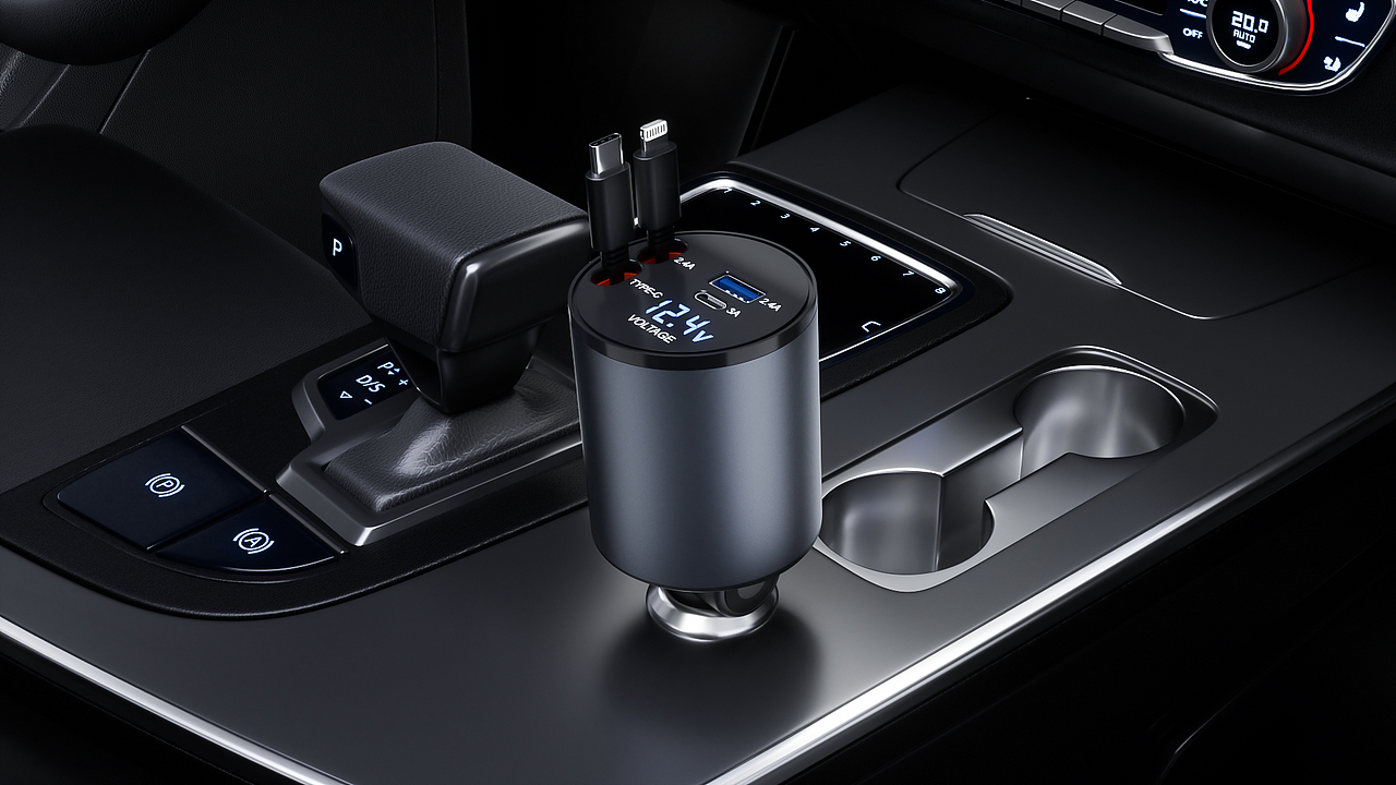 三维动画-车载充电器(车充)